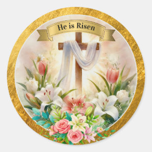He is Risen Christian - Religious Easter  Classic Round Sticker