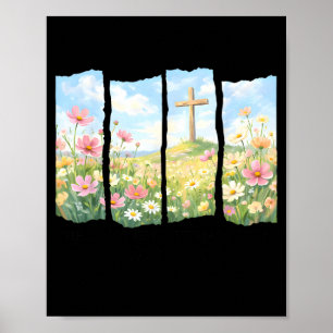 He is Risen Christian Wildflower Happy Easter Poster