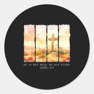 He Is Risen Christian Wildflower Happy Easter Wome Classic Round Sticker