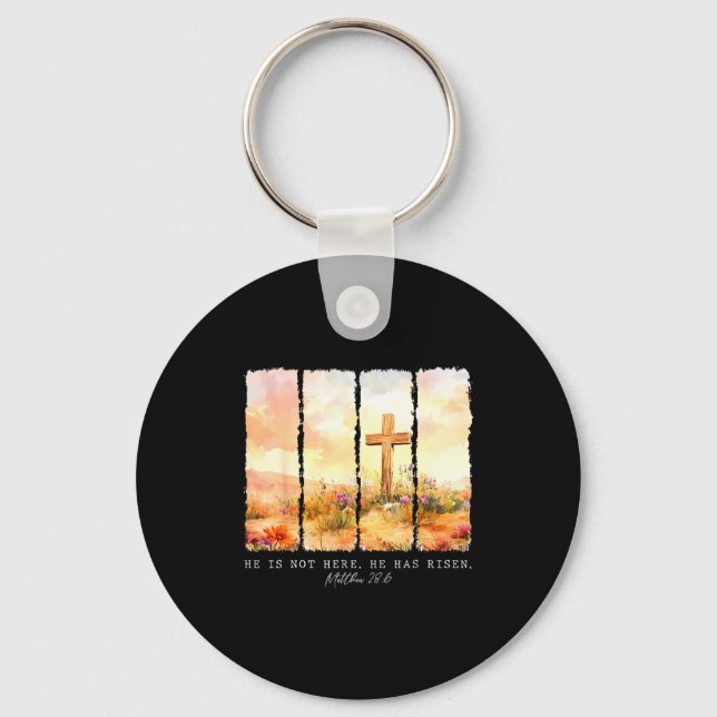 He Is Risen Christian Wildflower Happy Easter Wome Key Ring (Front)