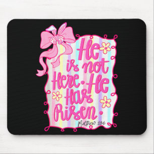 He Is Risen Coquette Bunny Christian Easter Pink G Mouse Pad