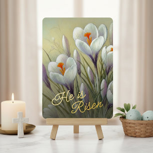 He Is Risen Crocus Floral Gold Foil Card