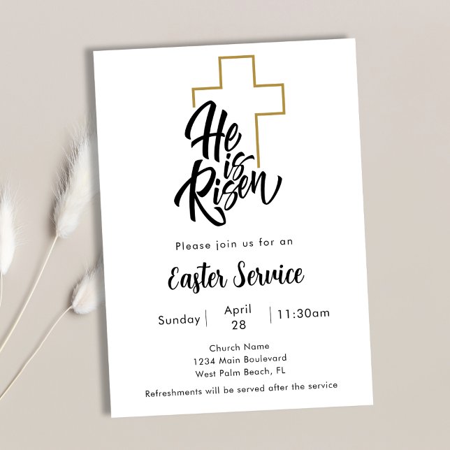 He is Risen Cross Art Church Easter Service Invitation (Creator Uploaded)