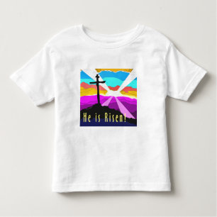He is risen cross Christian Gift design Toddler T-Shirt