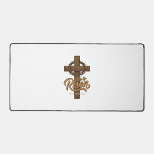 He Is Risen Cross Crown of Thorns Christian Shirt_ Desk Mat