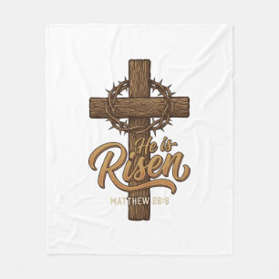 He Is Risen Cross Crown of Thorns Christian Shirt_ Fleece Blanket