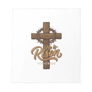 He Is Risen Cross Crown of Thorns Christian Shirt_ Notepad
