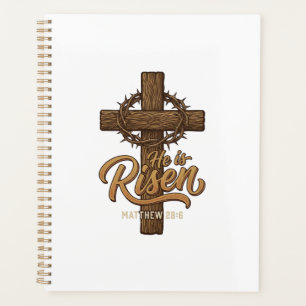 He Is Risen Cross Crown of Thorns Christian Shirt_ Planner