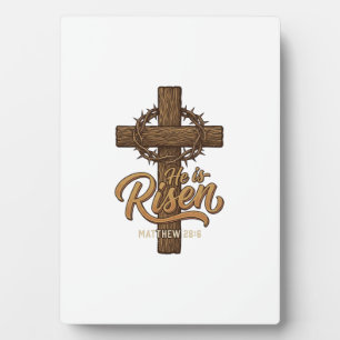 He Is Risen Cross Crown of Thorns Christian Shirt_ Plaque