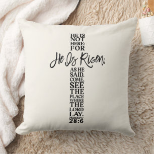 He Is Risen Cross Design Typography Cushion