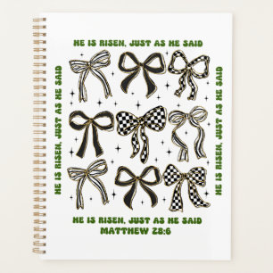 He is Risen Cross Easter Croquette Bow Planner