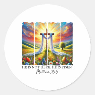 He Is Risen Cross Faith Resurrection Jesus Easter  Classic Round Sticker