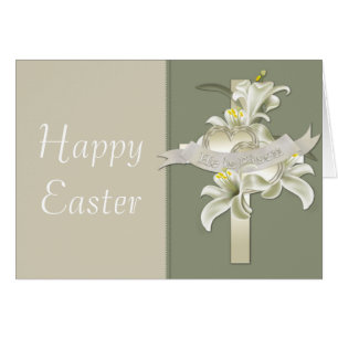 He is Risen Cross Happy Easter Greeting Card
