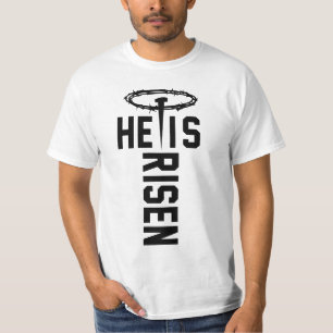 He Is Risen Cross Jesus Faith Christian Easter Day T-Shirt