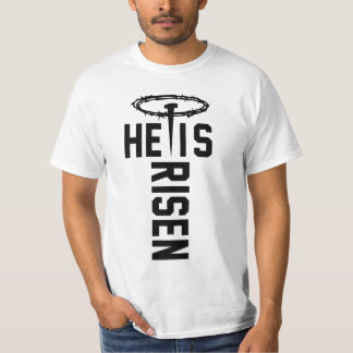 He Is Risen Cross Jesus Faith Christian Easter Day T-Shirt