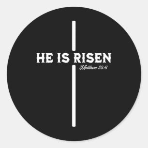 He Is Risen Cross Jesus Happy Easter Christian Men Classic Round Sticker