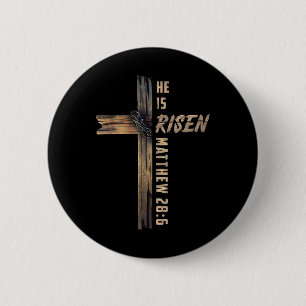 He Is Risen Cross Jesus Religious Christian Faith  6 Cm Round Badge