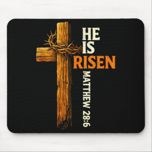 He is risen cross jesus religious christian faith mouse pad