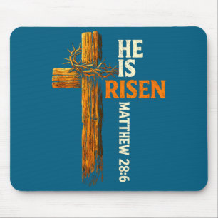 He is risen cross jesus religious christian faith mouse pad