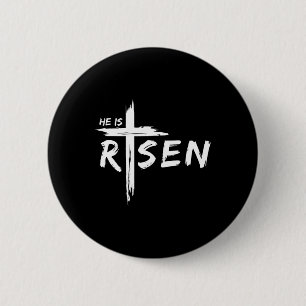 He Is Risen Cross Jesus Religious Easter Day Chris 6 Cm Round Badge