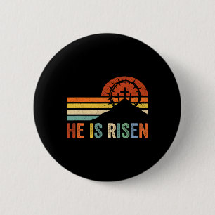 He Is Risen Cross Jesus Religious Easter Day Chris 6 Cm Round Badge