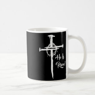 He Is Risen Cross Jesus Religious Easter Day Chris Coffee Mug