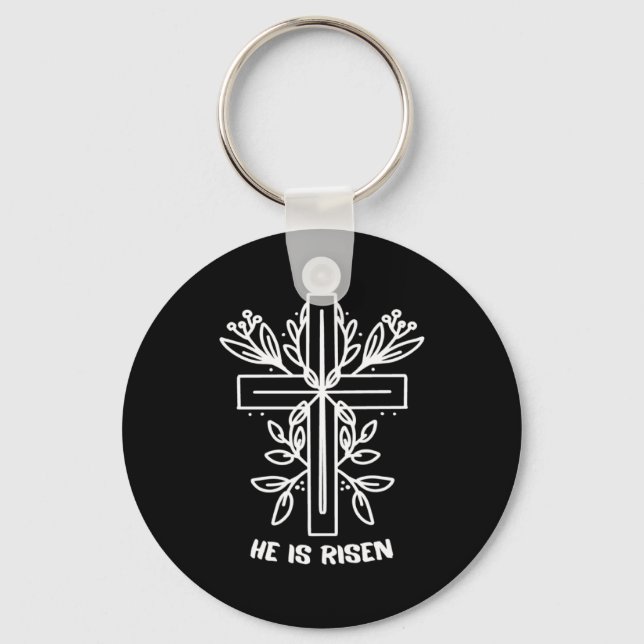 He Is Risen Cross Jesus Religious Easter Day Chris Key Ring (Front)