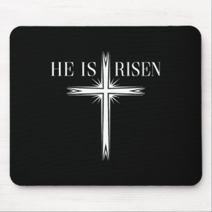 He Is Risen Cross Jesus Religious Happy Easter Day Mouse Pad