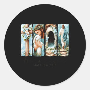 He Is Risen Cross Lamb Jesus Spring Easter Christi Classic Round Sticker