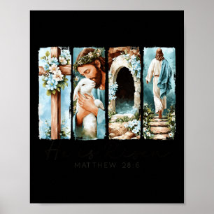 He Is Risen Cross Lamb Jesus Spring Easter Christi Poster