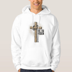 He Is Risen Cross Matthew 28_6 Vintage Christian D Hoodie