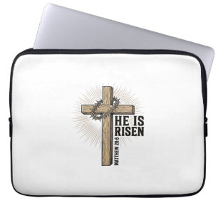 He Is Risen Cross Matthew 28_6 Vintage Christian D Laptop Sleeve