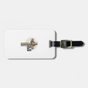 He Is Risen Cross Matthew 28_6 Vintage Christian D Luggage Tag
