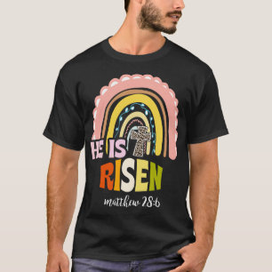 He Is Risen Cross Religious Rainbow Cute Easter Da T-Shirt