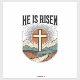 He Is Risen Cross Sunrise Christian Easter Shirt D