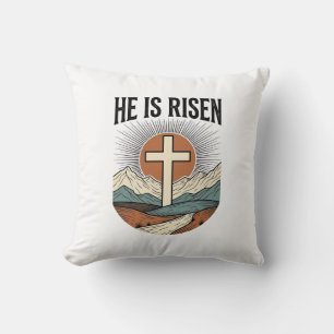 He Is Risen Cross Sunrise Christian Easter Shirt D Cushion