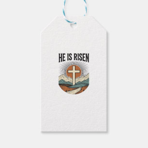 He Is Risen Cross Sunrise Christian Easter Shirt D Gift Tags