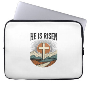 He Is Risen Cross Sunrise Christian Easter Shirt D Laptop Sleeve