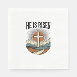He Is Risen Cross Sunrise Christian Easter Shirt D Napkin