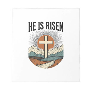 He Is Risen Cross Sunrise Christian Easter Shirt D Notepad