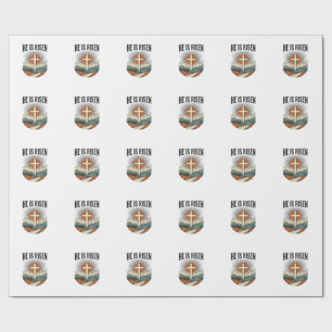 He Is Risen Cross Sunrise Christian Easter Shirt D Wrapping Paper