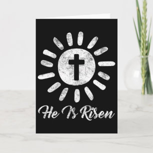 He Is Risen Cross Vintage Happy Easter Card