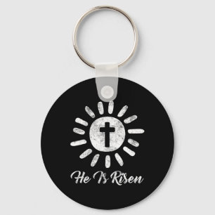 He Is Risen Cross Vintage Happy Easter  Key Ring