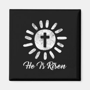 He Is Risen Cross Vintage Happy Easter Magnet