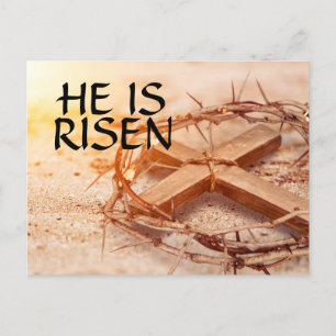 He is Risen Crown of Thorns Holiday Postcard