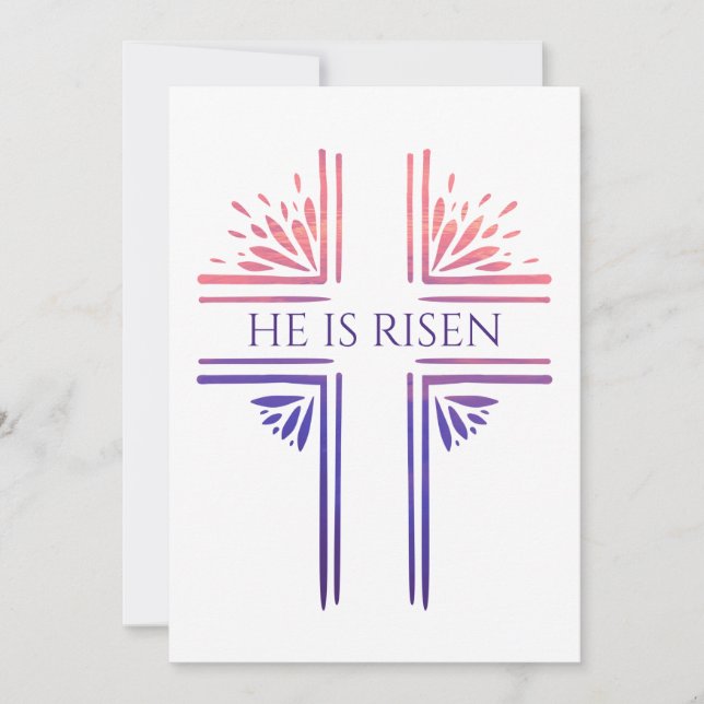He Is Risen Custom Christian Original Cross Easter Holiday Card (Front)