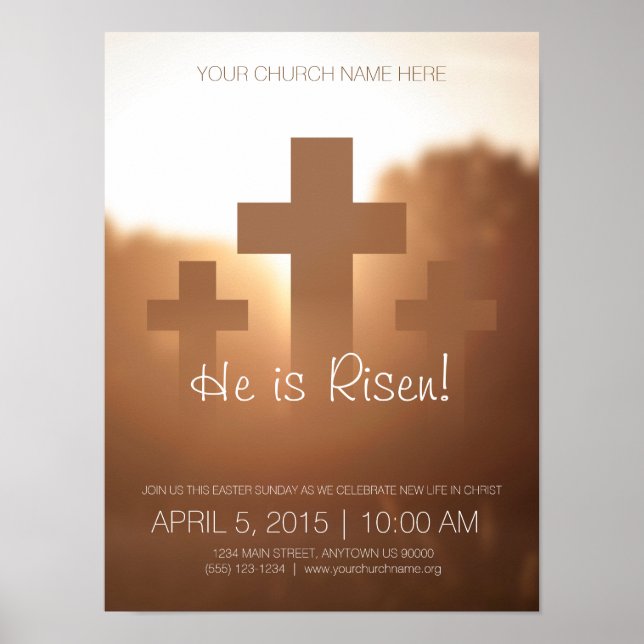 He is Risen! Customisable Easter Sunday Poster (Front)