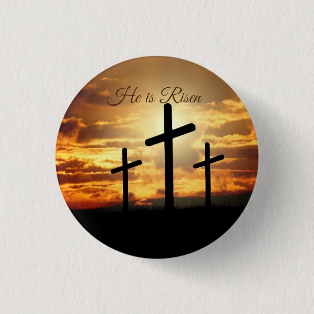  He is Risen Easter  3 Cm Round Badge (Front)