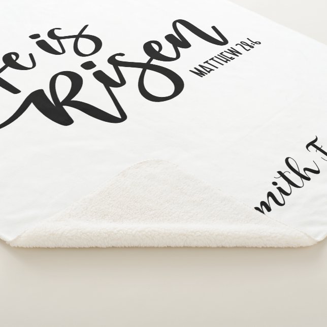 He is Risen Easter Blanket Sherpa Black & White (3/4)