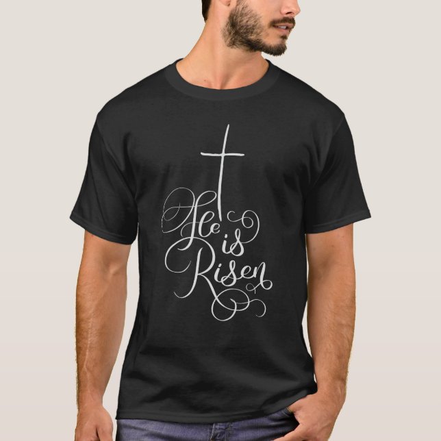 He Is Risen Easter Bunny Christ tshirt (Front)
